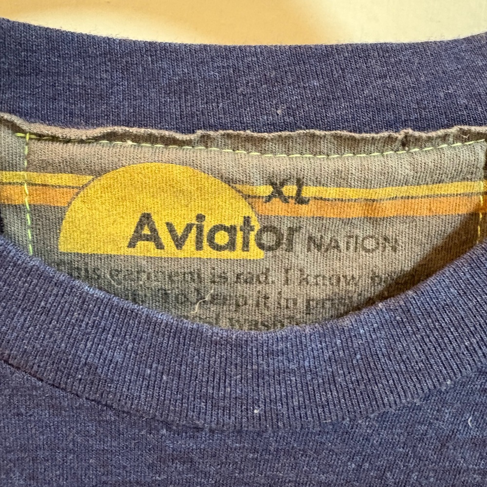 Aviator Nation Navy Blue Short Sleeve Tee with Embroidered Tiger - Picture 4 of 6